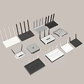 Office Electronics Wireless Routers With Various Models And Multiple Antennas In Black White 3d model