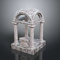 Classical Stone Building Structure With Arched Top Design And Columns Details 3d model