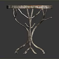 Unique Round Furniture Table With Orange Top And Branch Like Metal Legs