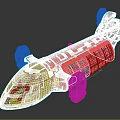 3D Model of Red and Gray Streamlined Spaceship With Multiple Engines and Number 28957