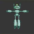 Game Movie Robot Character With White Blue Design Mechanical Limbs And Futuristic 3D Look