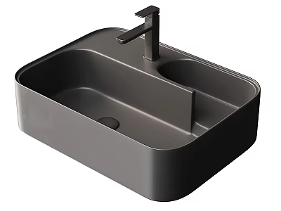 Modern Dark Gray Washbasin With Integrated Faucet And Sleek Compact Design 3d model