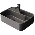 Modern Dark Gray Washbasin With Integrated Faucet And Sleek Compact Design