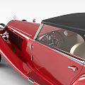 Classic Red Convertible Car With Vintage Design And Black Soft Top