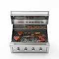 Stainless Steel Outdoor Grill Kitchen Appliance For Cooking Meat And Sausages With Control Knobs