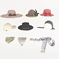 Various Fashionable Hats With Wide Brimmed Beret Baseball Cap Bow Leaf Scarf Accessories