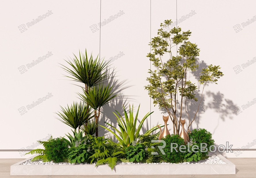 Modern plant courtyard landscape sketch green plant landscaping plant pile model