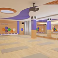 Dance Studio with Piano Wooden Floor Barres and Dance Sign Logo for Fitness