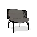 Stylish Single Armchair With Mesh Backrest Gray Cushion And Black Frame 3d model