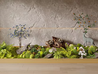 moss green plant landscape landscape plant landscape moss landscape dead wood green plant ornaments moss stone 3d model