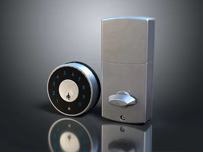 Smart Door Handle With Numeric Keypad Modern Metal Design For Home Security 3d model