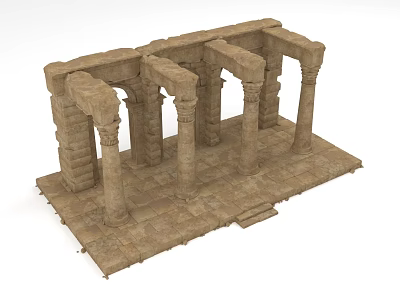 Ancient Style Stone Architectural Components With Columns Arches And Base 3d model