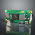 Raspberry Pi Single Board Computer Green Circuit Board With USB HDMI Ports And Processor Chip 3d model