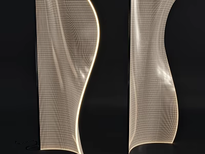 Modern Floor Lamp With Wavy Mesh Design And Soft Illuminated Glow 3d model