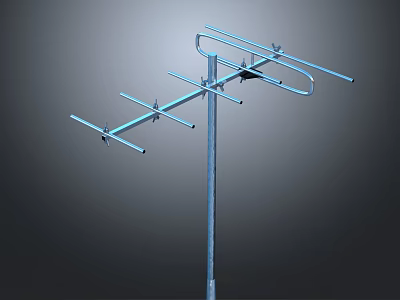 Commercial TV Antenna Equipment With Multi Element Metal Structure For Signal Reception 3d model