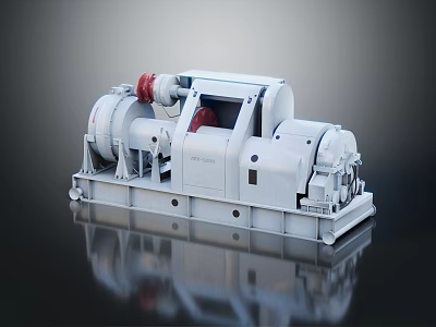 Industrial Machinery Featuring Large Drum Structure Red Components And Metal Base 3d model