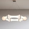Elegant Modern Chandelier With Unique Curved White Structure And Metallic Frames 3d model