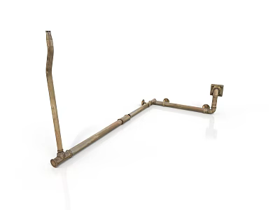 Vintage Metal Pipe Structure With Curved Connector Parts And Old Metal Texture Against White Background 3d model