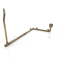 Vintage Metal Pipe Structure With Curved Connector Parts And Old Metal Texture Against White Background