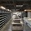 Well Lit Modern Department Store Interior With Shelves Checkout Counters And Product Displays