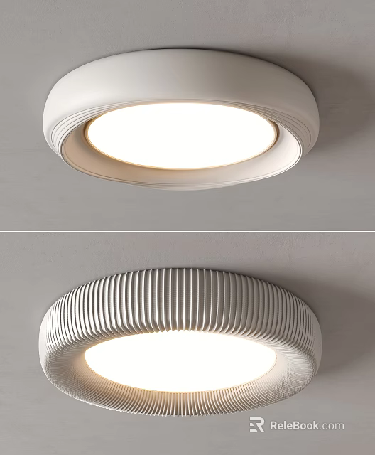 Modern White Ceiling Light Featuring Sleek Textured Design And Bright Illumination 3d model 