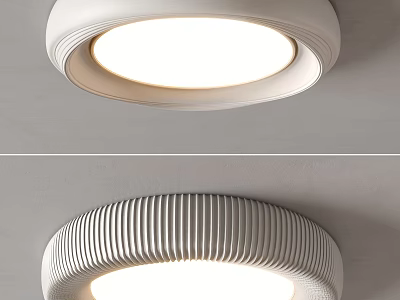 Modern White Ceiling Light Featuring Sleek Textured Design And Bright Illumination 3d model