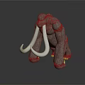 Woolly Mammoth Prehistoric Game Character With Long White Tusks And 3D Model Design