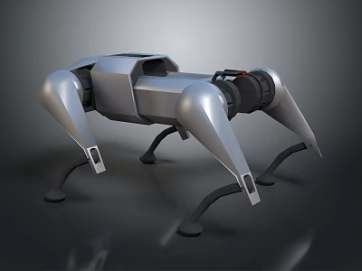 Futuristic Silver Mechanical Robot Dog Featuring Multi Legged Design 3d model
