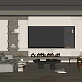Modern Living Room Interior With Beige Sofa TV Wall Fireplace And Coffee Table