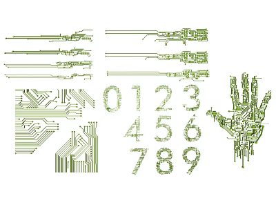 Circuit Board Elements Technology Elements Technology Borders Circuit Elements Shading Borders Dialog Palmprint Numbers 3d model