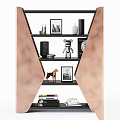 Modern Multilayer Gold Black Storage Shelf With Decorative Figurines Books And Artwork