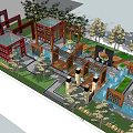 Garden Landscape Design Featuring Trees Water Features Wooden Platforms And Pathways