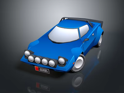 Blue Sports Car With Sleek Aerodynamic Design And Multiple Round Headlights 3d model