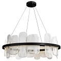Modern Circular Chandelier With Black Frame And Transparent Glass Hanging Elements 3d model