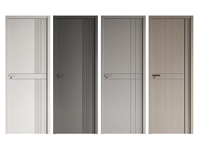 Modern Hinged Doors With Various Colors And Wooden Texture For Interior Decoration 3d model