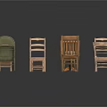 Collection of Various Wooden Single Chairs With Different Backrest And Seat Designs