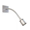 Modern Silver and Black Wall Lamps with Curved Arms and Cylindrical Light Heads