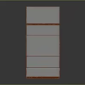 Modern Red Wooden Shelf With Cabinet Doors And Open Storage Shelves