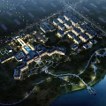 Aerial View Planning of Modern Residential Complex With Green Spaces And Waterfront