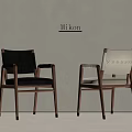 Mikon Modern Chairs With Wooden Frame Black And Beige Cushions Woven Backrest