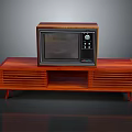Retro Wooden TV Stand Furniture With Vintage Television And Storage Design