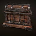 Vintage Wooden Chest With Metal Straps Rivets And Classic Design