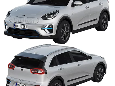 Silver Kia Cars Two Models Front Rear Views 3d model