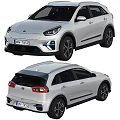 Silver Kia Cars Two Models Front Rear Views 3d model