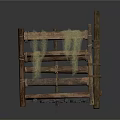 Rustic Wooden Fence Structure With Vines And Stones At The Bottom