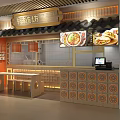 Shopping Mall Food Shop Traditional Chinese Style Wooden Decoration Lanterns Counter And Menu Screens