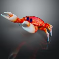Red Crab With White Claws And Blue Eyes On Reflective Surface