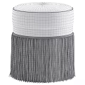 Blue Velvet Ottoman with Gold Band Fringe Detail and Multiple Color Options