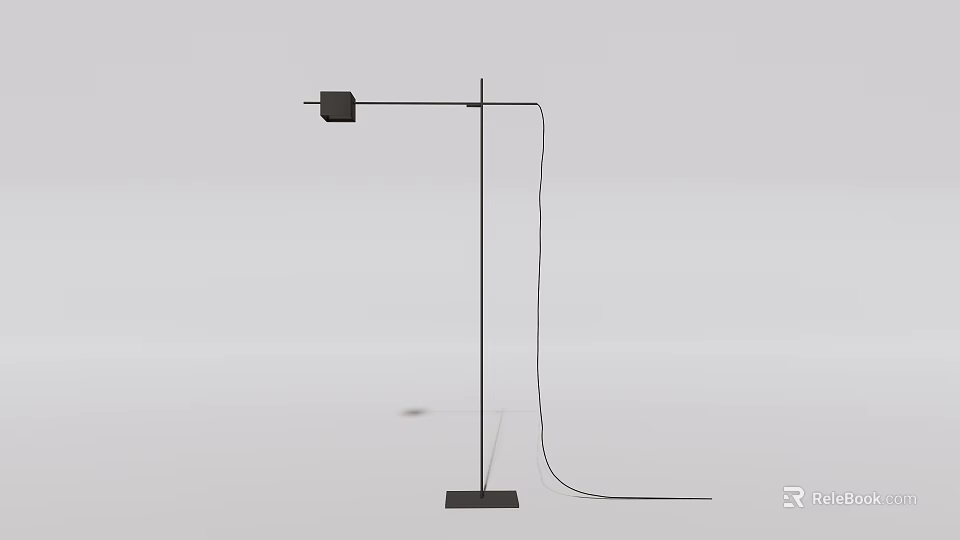 Modern Minimalist Floor Lamp With Slim Metal Stand Rectangular Shade And Square Base 3d model