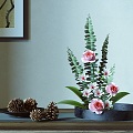 New Chinese Style Flower-arranging Ornaments Combination Japanese Style Flower-arranging Pine Pine Kidney Fern Flower Artwork 3d model